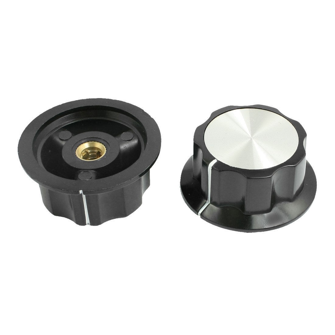 2 Pcs Black 19mm Top 6mm Shaft Insert Dia Potentiometer MF-A05 Rotary Knobs