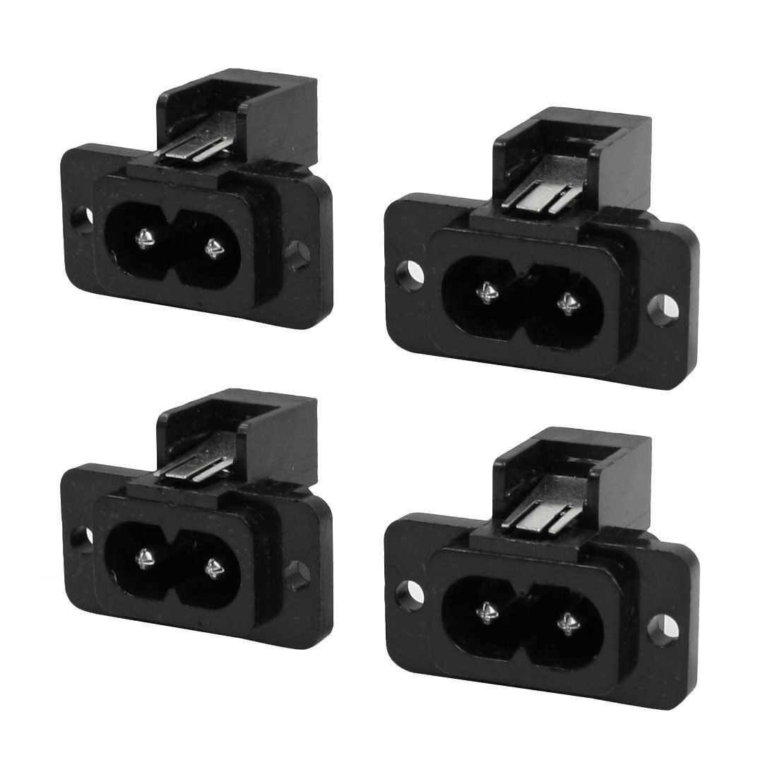 IEC320 C8 Inlet Black 2 Terminals Power Socket AC 250V 7Amp 4 Pieces
