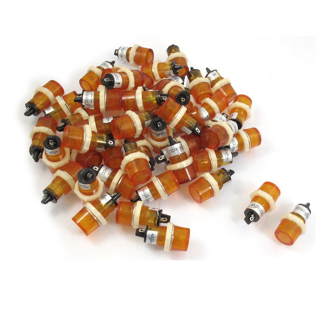50 Pcs DC 24V 15mm Yellow Round Head Indicator Pilot Light Lamp XD15-3