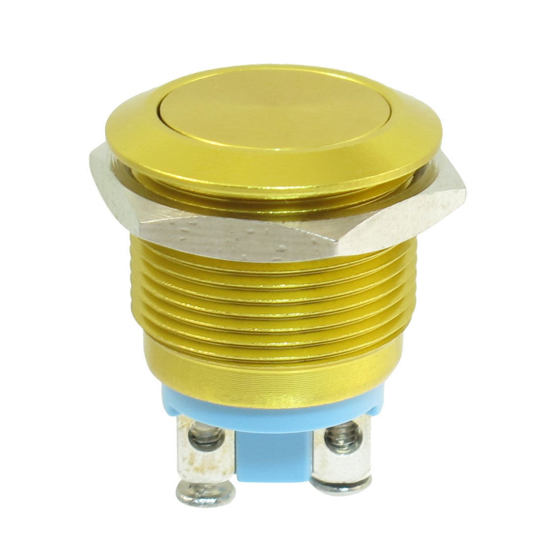 19mm Flush Mount Momentary SPST Yellow Stainless Steel Round Push Button Switch