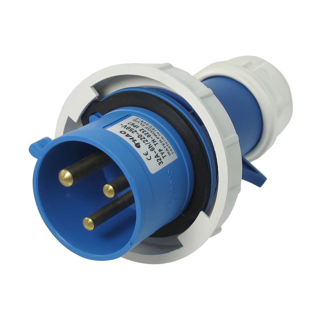AC 32A Water Proof IP67 2P+E Industrial Plug Conector White Blue