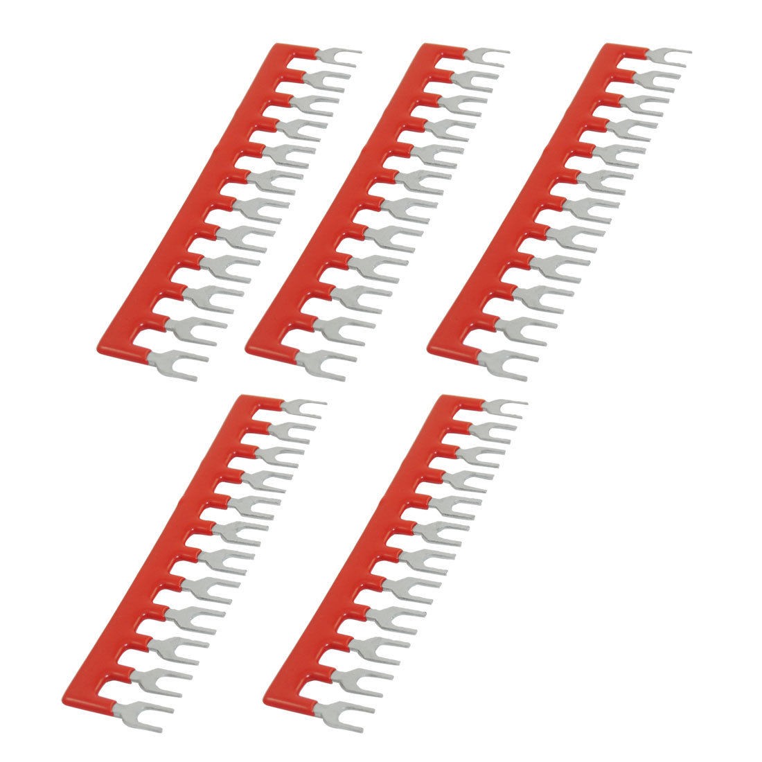 400V 10A 12 Postions Red Pre Insulated Fork Terminal Stripes 5x
