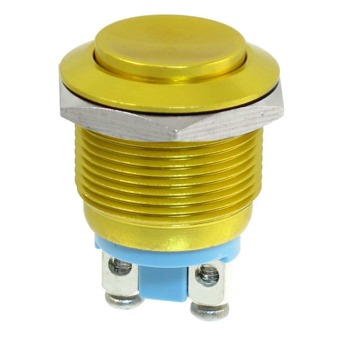 19mm Mounted Thread Momentary SPST Yellow Stainless Round Push Button Switch