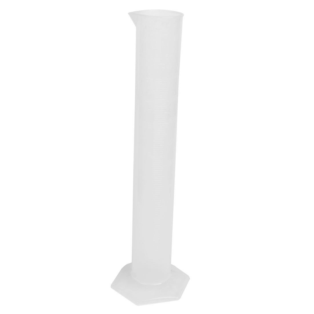 Lab Measurements Clear White Plastic Hex Base Graduated Cylinder 500mL
