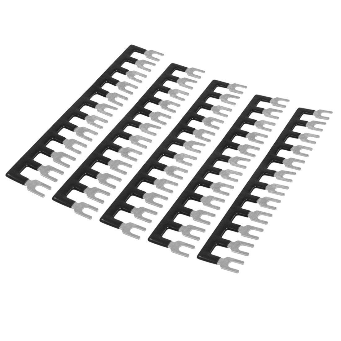 400V 10A 12 Postions Black Pre Insulated Fork Terminal Stripes 5 Pcs