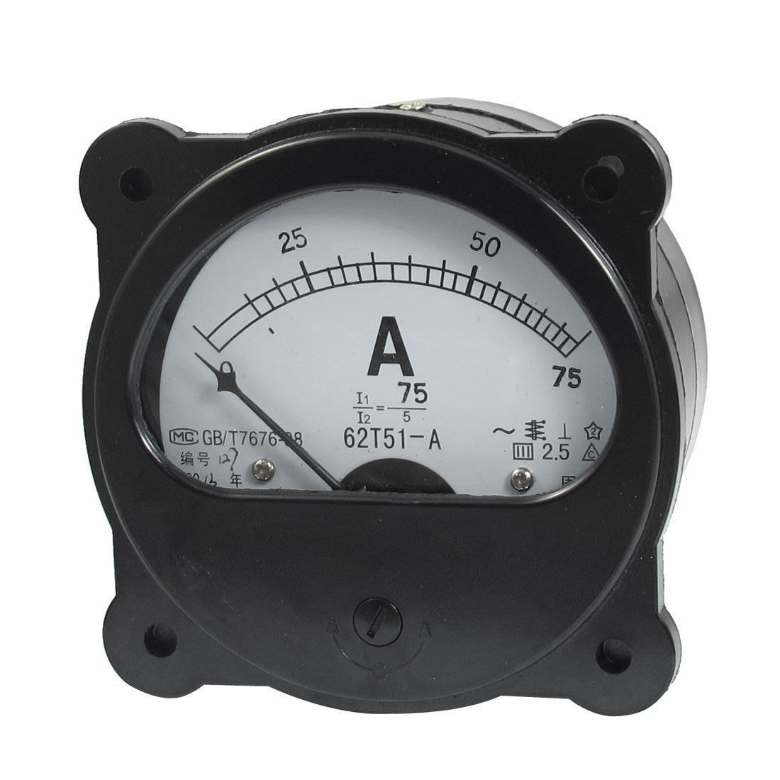 AC 0-75A Fine Tuning Dial Panel Analog Ampere Meter Amperemeter Black