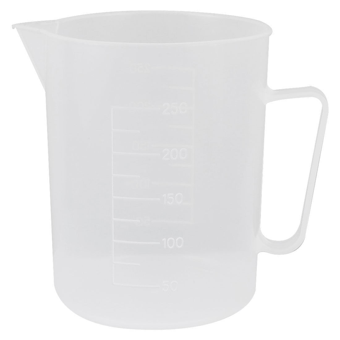 Laboratory 250mL Capacity Clear White Plastic Measuring Cup