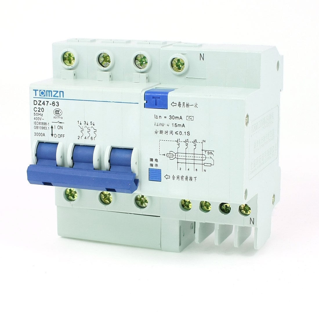 AC 400V 40A 3P+1N Overload Protection ELCB Earth Leakage Circuit Breaker