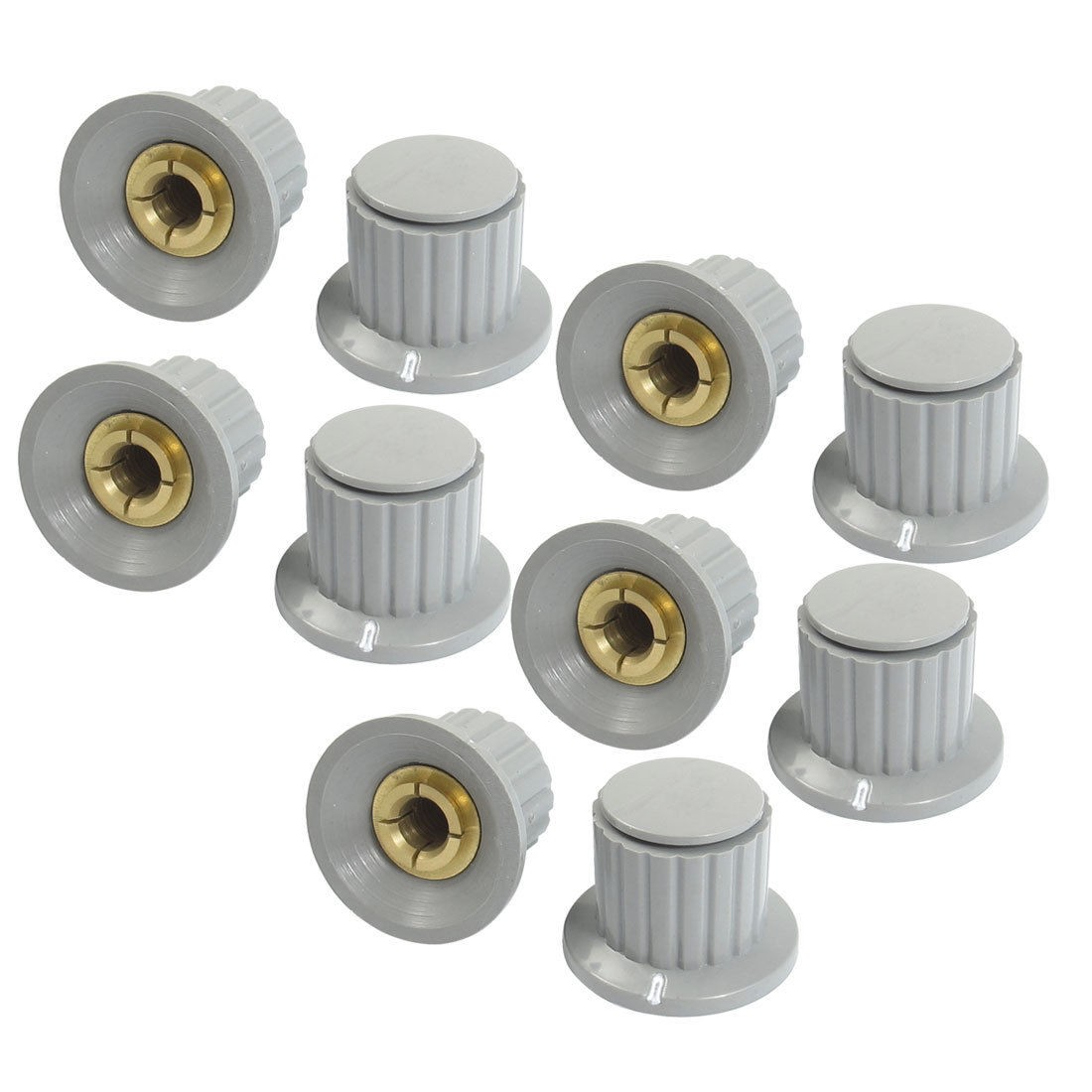 10 Pcs 6mm Shaft Insert Dia Brass Tone Core Potentiometer Control Knobs