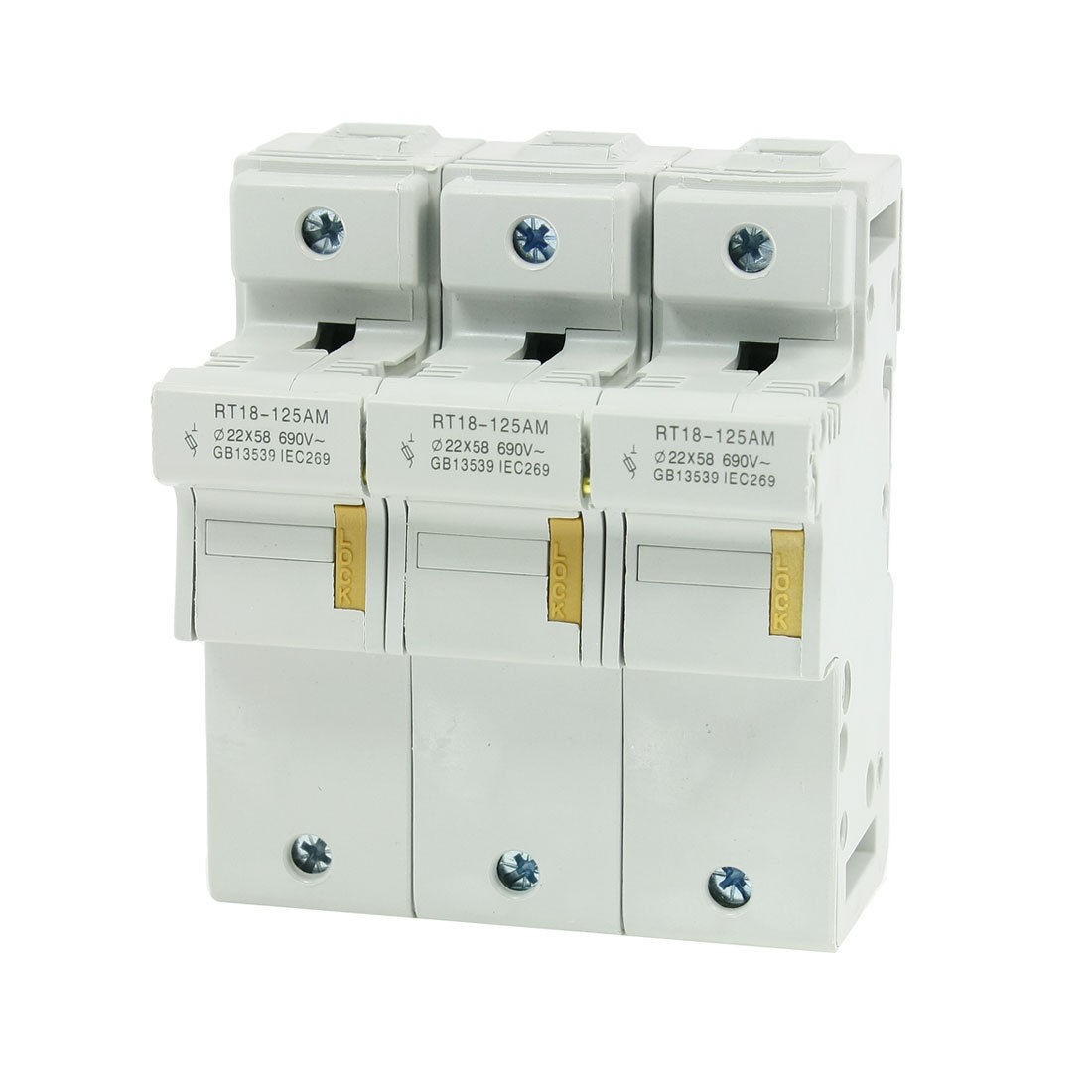 RT18-125AM DIN Rail 3 Poles 3P 22x58mm Cylindrical Fuse Holder