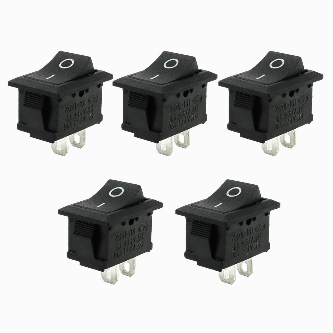 5 Pcs Black 2 Terminal SPST ON-OFF Snap-in Rocker Boat Switch