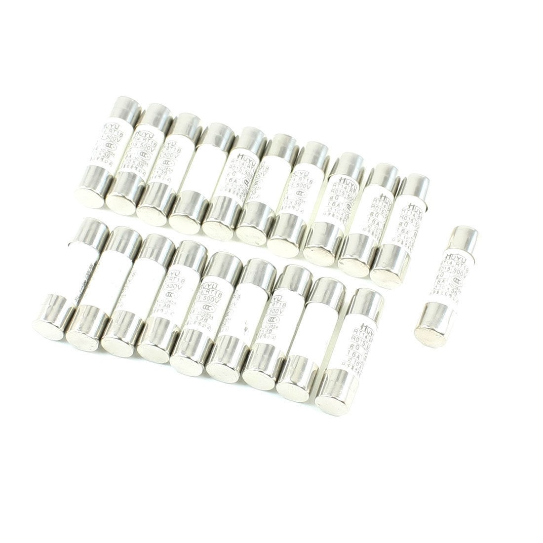 20 Pcs 500V 16A 10 x 38mm Cylindrical Ceramic Tube Fuses Link RT14 RT18 RO15