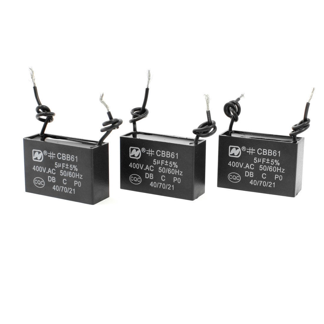 3 Pcs Cuboid Polypropylene Film Ceiling Fan CBB61 Motor Capacitor AC 400V 5uF