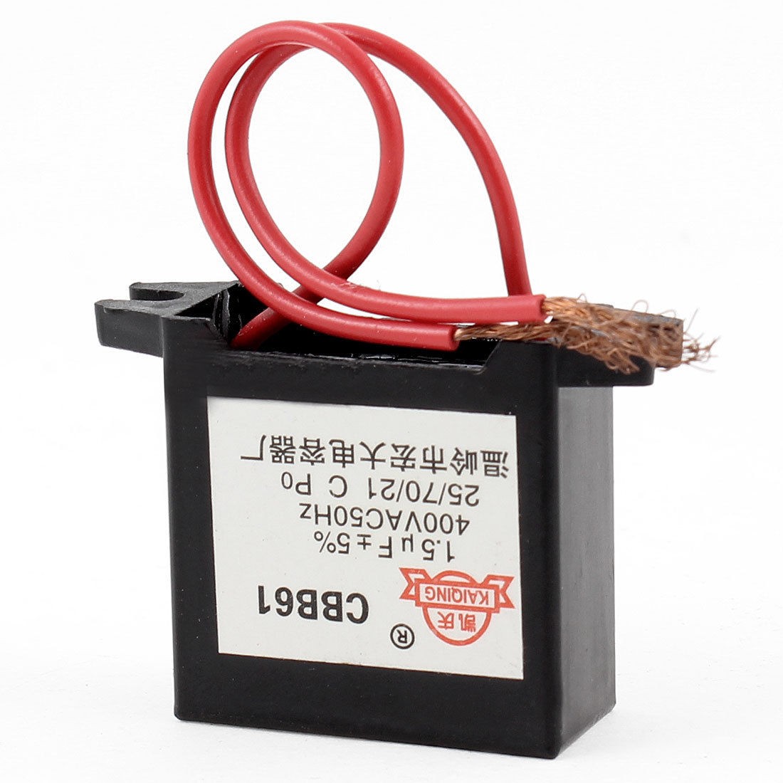Ceiling Fan Capacitor CBB61 1.5uf MFD 400VAC 2 Red Wire 50Hz Black