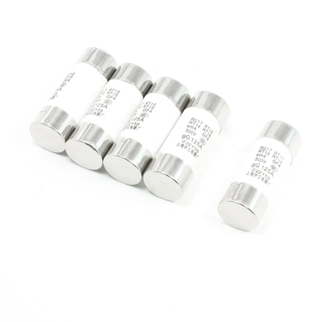 5 Pcs AC500V 125A R017 RT18 RT14 RT18 Ceramic Tube Fuse Link 22mmx58mm