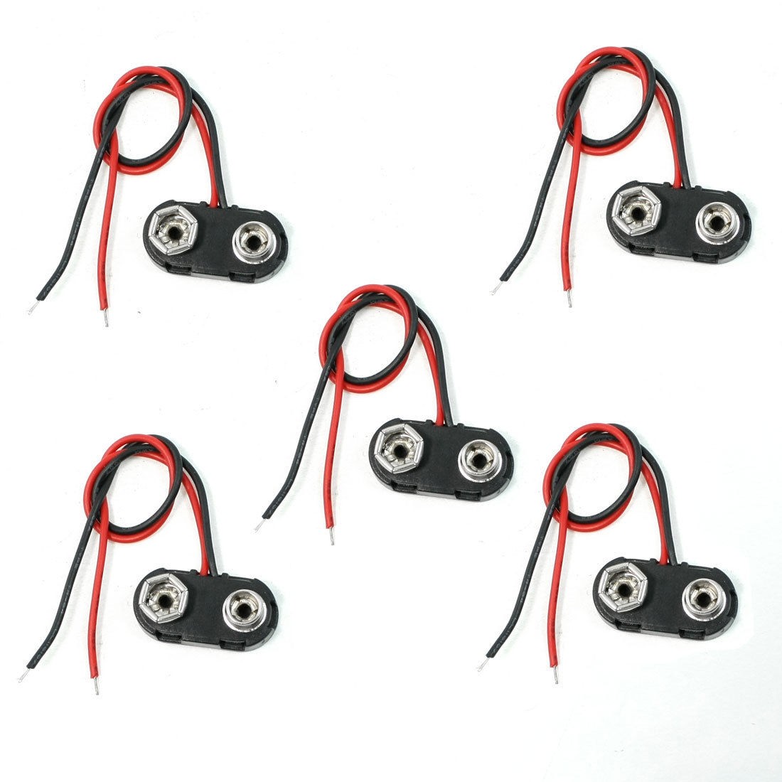 5 Pcs I Type 9V 9 Volt Battery Clip Connectors Buckle Cable