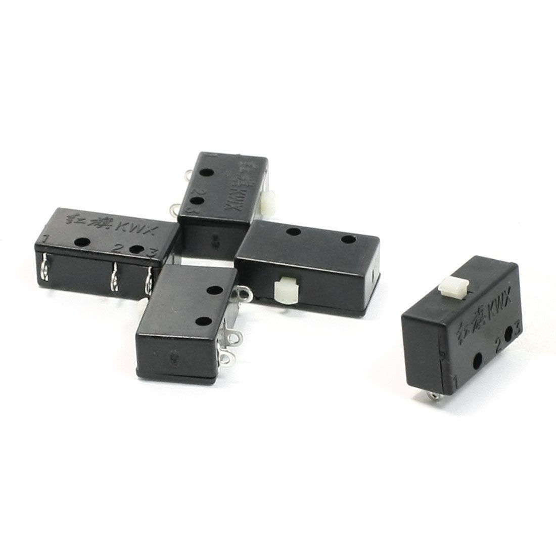 5 Pcs 5A 125V 3A 250V AC Non Locking Button Miniature Micro Switch Black