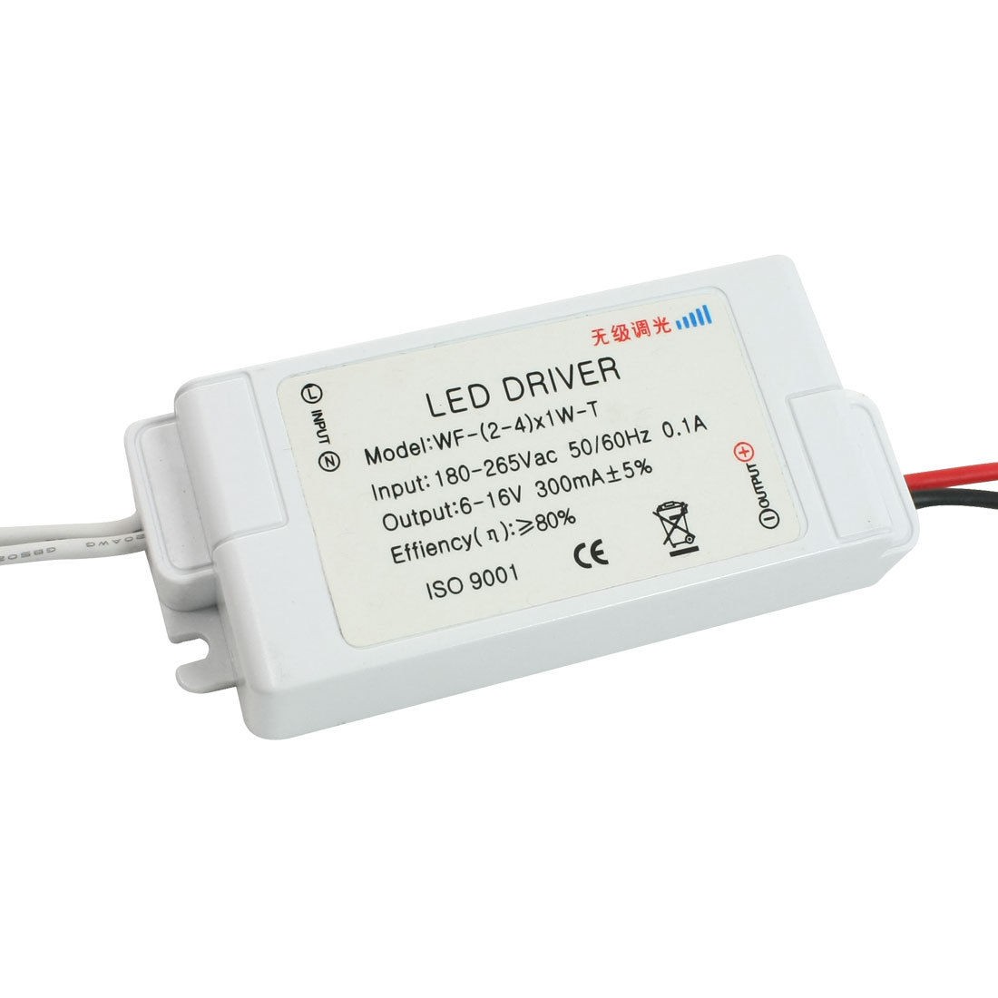AC 180-265V DC 6-16V Stepless Dimmer Driver Power Supply for (2-4)x1W LED Light