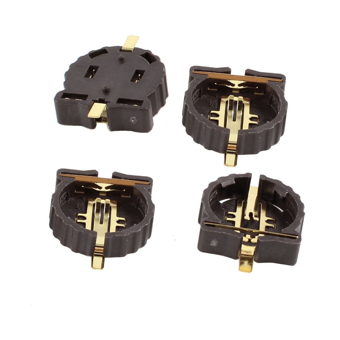 4 Pcs Brown Plastic CR1220 Cell Button Lithium Battery Socket Holder