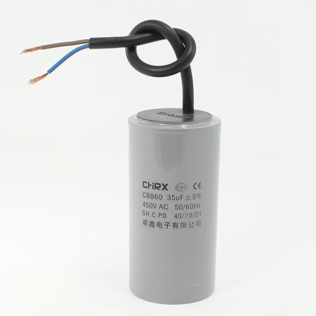 CBB60 AC 450V 35uF Polypropylene Film Motor Running Capacitor Gray