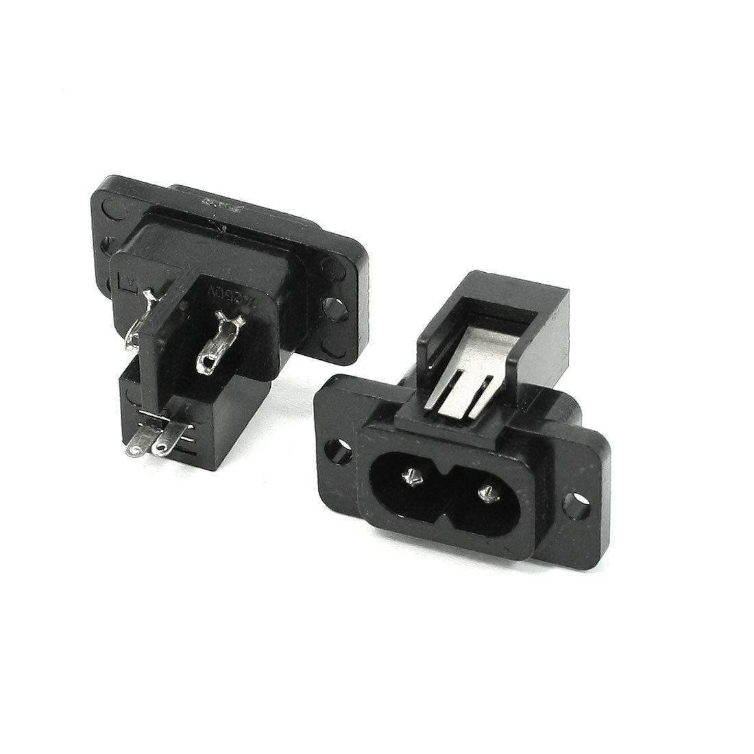 2 Pcs IEC320 C8 Inlet 2 Solder Cup Pins Power Socket AC 250V 7A