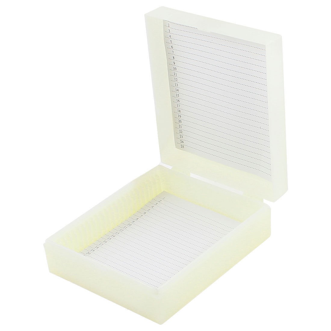 Beige Plastic Rectangle Shape 25 Slides Microscope Box 3.7" x 3.1"