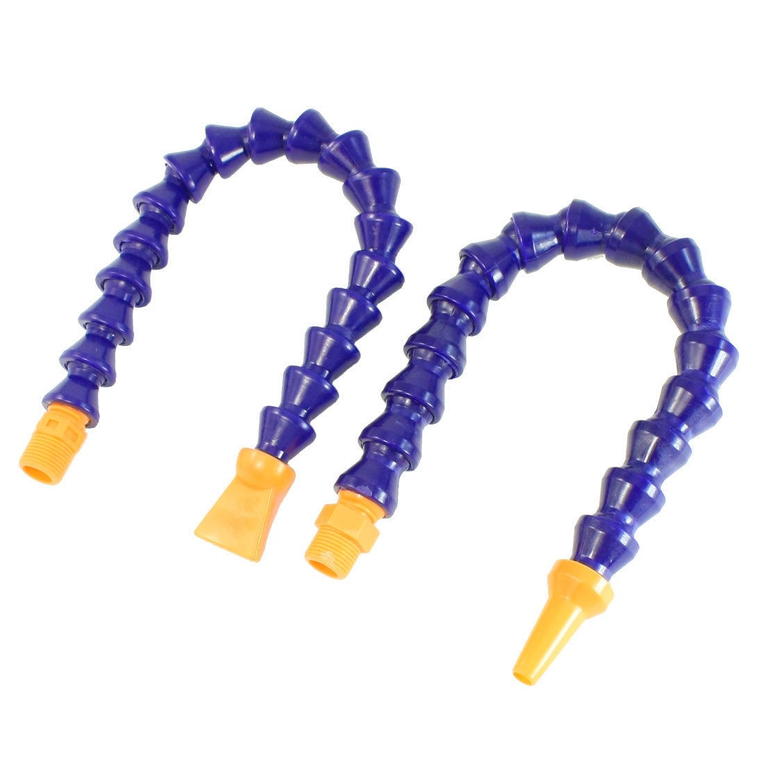 2 Pcs 16mm Thread Flat Round Nozzle Flexible Plastic Water Oil Coolant Pipe 34cm