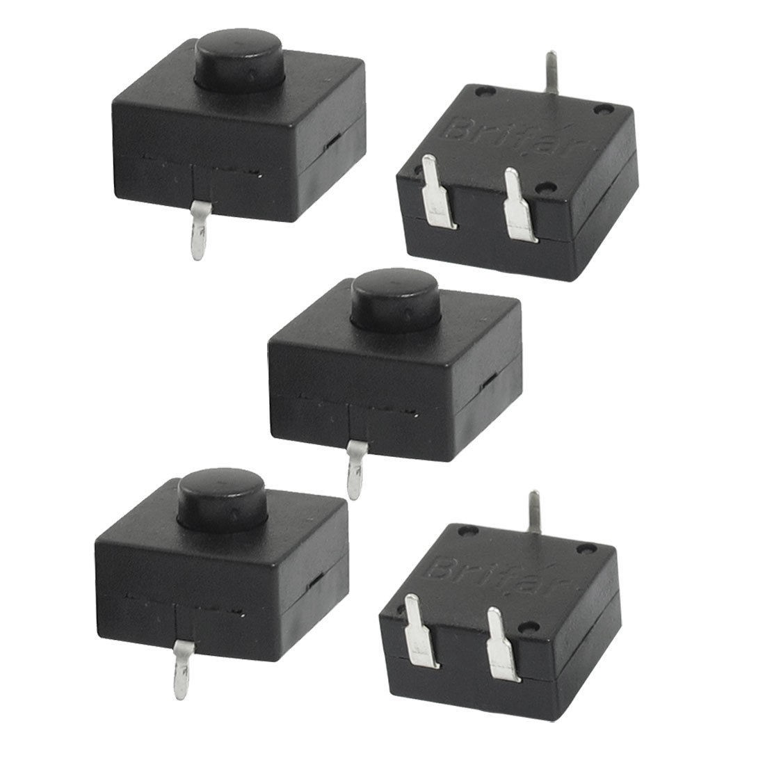 6 Pcs Vertical Pins Square Push Button Switch Black for Electric Torch