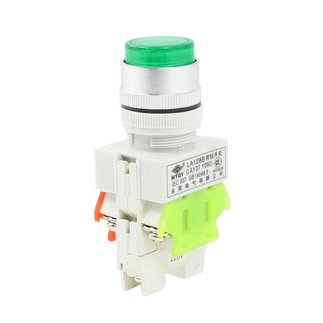 AC 660V 10A Momentary Pushbutton Switch w Green Light LED Indicator AC 220V