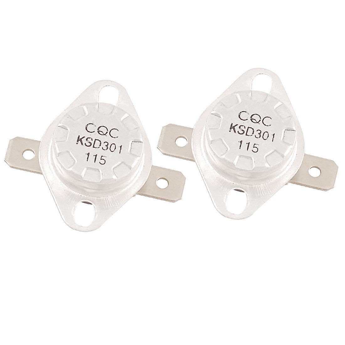 2 Pcs KSD301 115 Degree Silver Tone Ceramic Thermostat Temperature Switch NC
