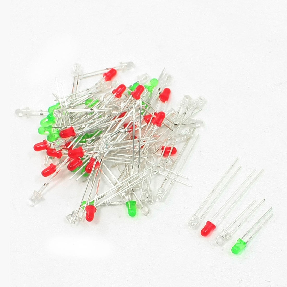 80 Pcs 3mm 2 Pins Round Green Yellow Red Blue Light LED Emitting Diode 3V