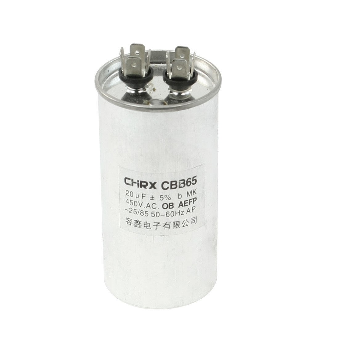 Cylinder Shaped Polypropylene Film Motor Capacitor CBB65 450VAC 20uF 50/60Hz