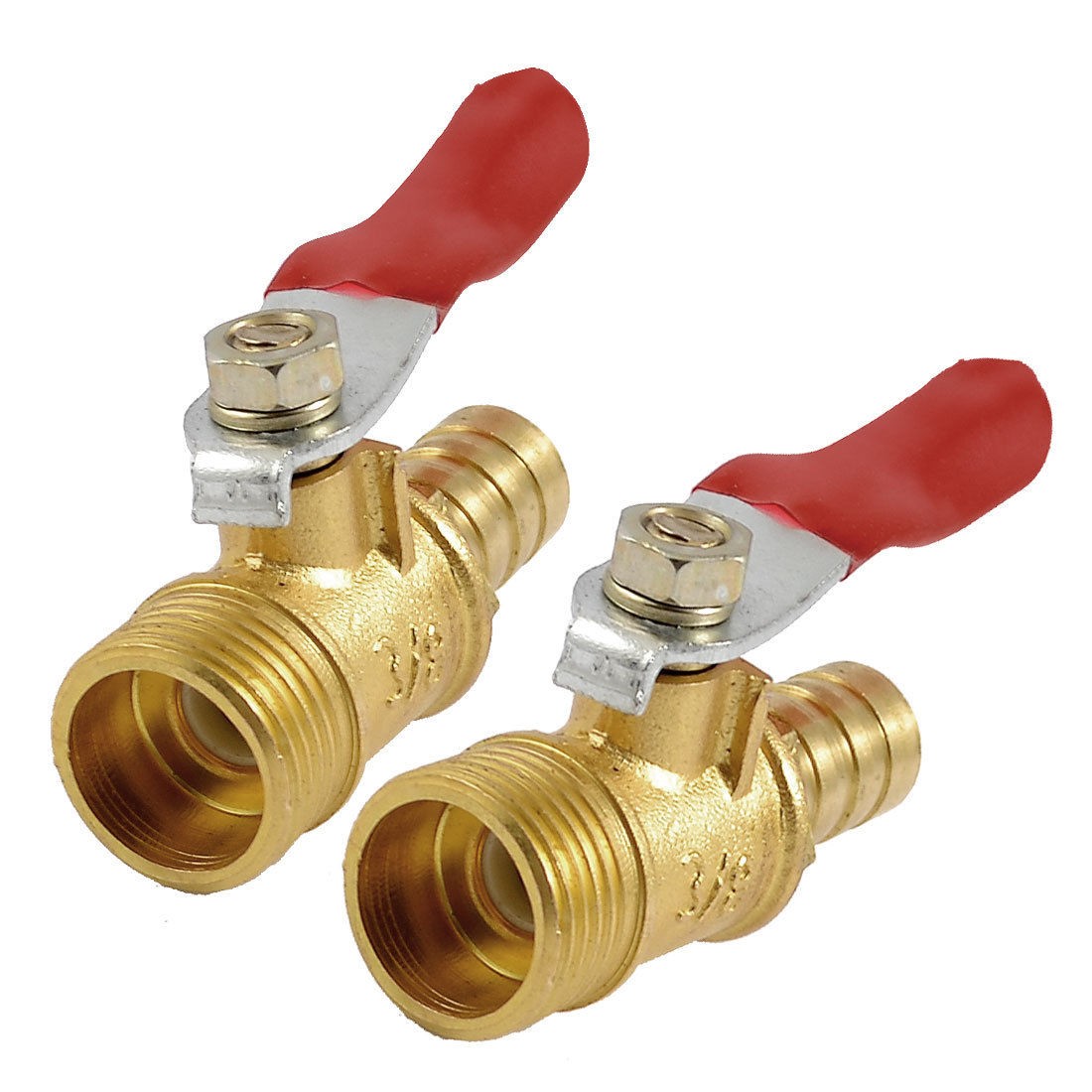 3/8" PT Male Thread to 10.6mm Hose Tail Lever Handle Ball Valve 2 Pcs