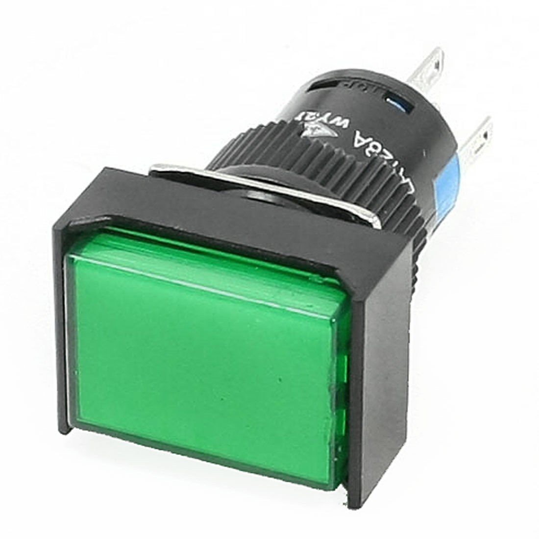 AC250V 3A DC 30V 5A Terminals Green Rectangle Cap Momentary Pushbutton Switch