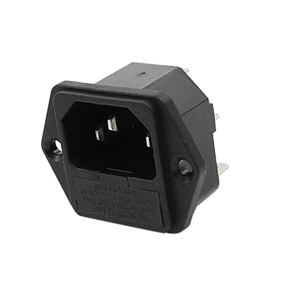 Blk IEC320 C14 Inlet Male Power Plug Socket AC 250V 10A w 3 Pin Terminals