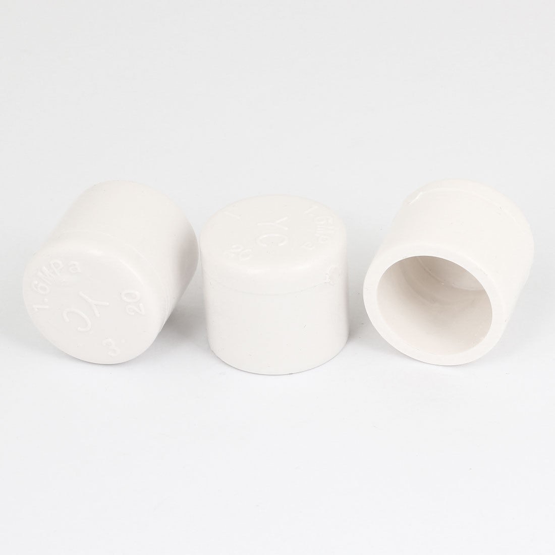 20mm Inner Dia White PVC Hose Tube End Fitting Adapter Caps 3PCS