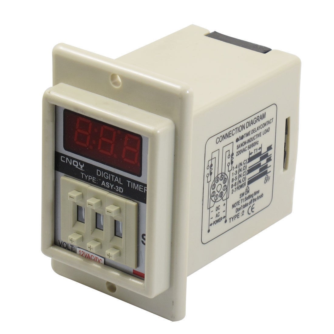 AC/DC 12V 8 Pin 0.01-9.99 Second Digital Timer Time Delay Relay Beige ASY-3D