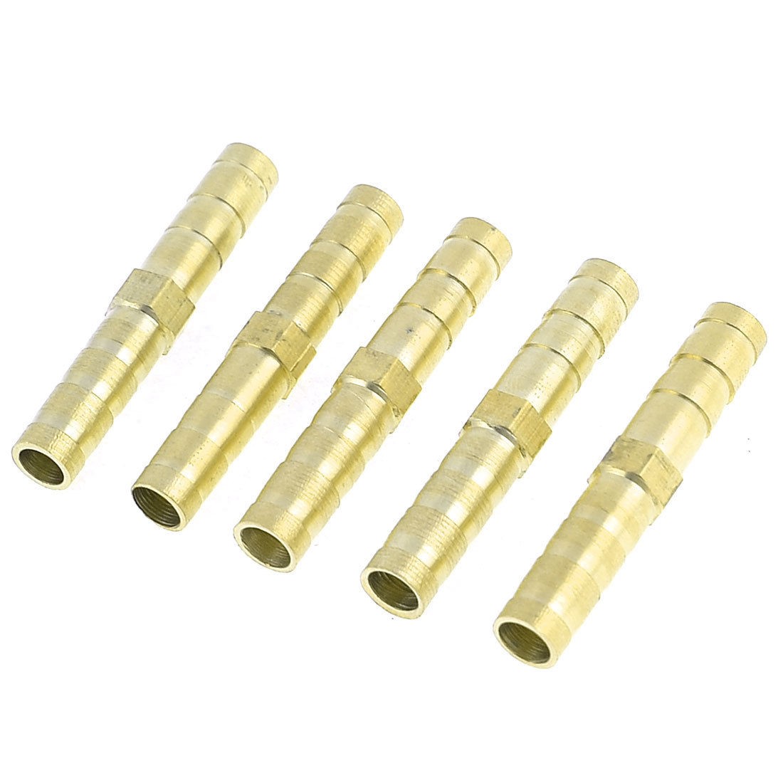 5 Pcs Gold Tone Brass Straight Hose Connector Joiner