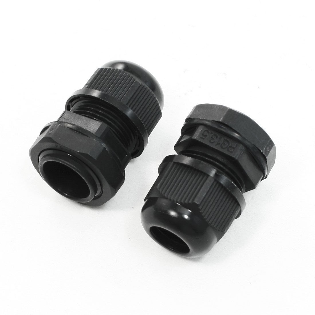 2 Pcs PG13.5 Type Black Hard Plastic Waterproof Cable Gland Connector Head
