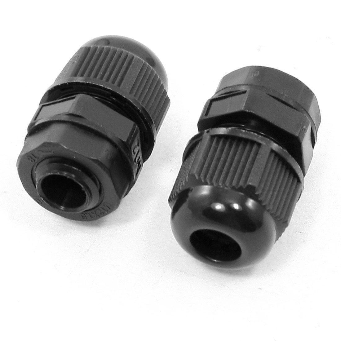 M12X1.5 Type Black Hard Plastic Waterproof Cable Gland Connector Head Pair