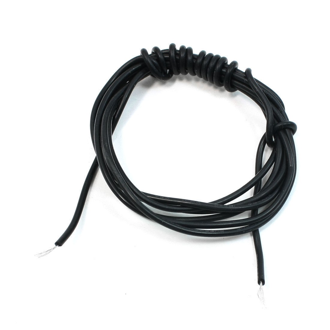 Black 26AWG 1.99mm Outer Dia Glass Fiber Silicone Cable 3.6 Ft