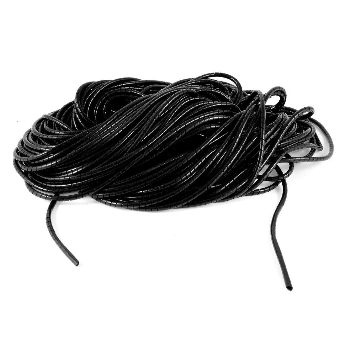 34Meter Long PE Polyethylene 4mm Spiral Cable Wire Wrap Tube Black