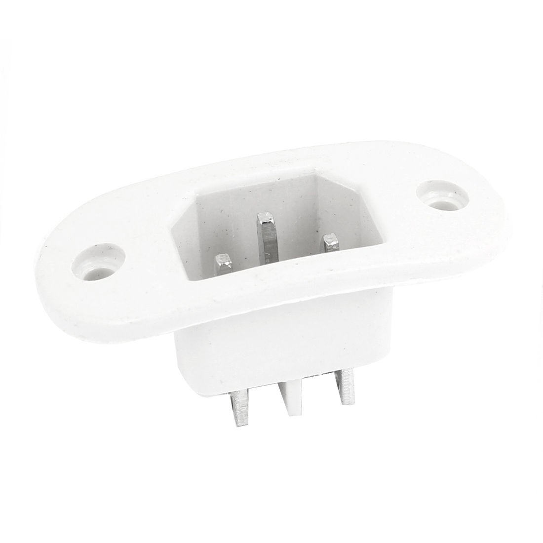 White Case 3 Pins Flat Head C14 Male Plug Power Inlet Socket AC 250V 10A