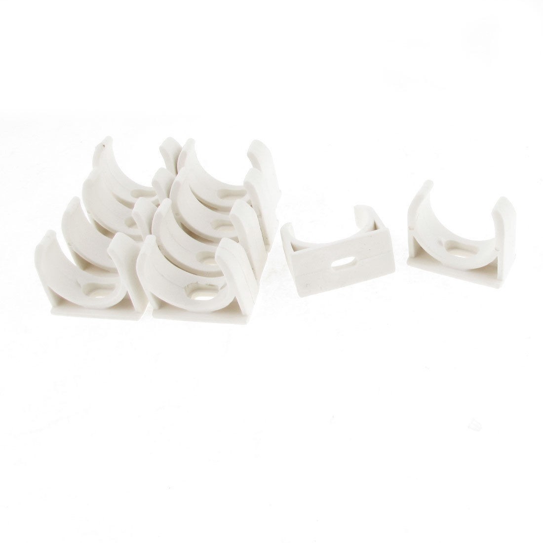10 Pcs 30mm Diameter White PVC Water Supply Pipe Clamps Clips Fittings