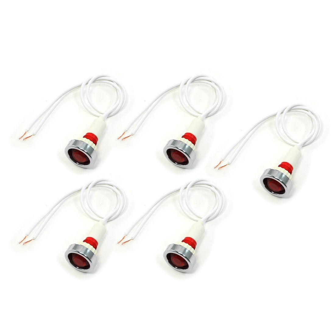 5 Pcs Red Indicator Signal Lamp Red Light w 19.5cm Long Cable