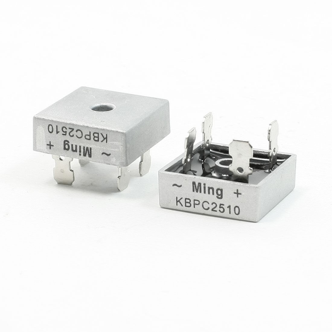 2 Pcs Square Silver Tone Head 1000V 25A Full Wave Bridge Rectifier