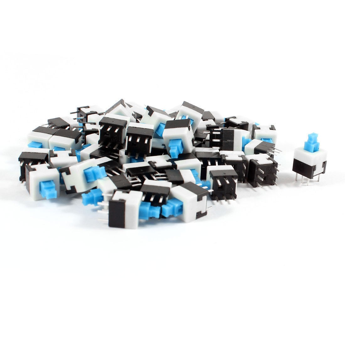 50 Pcs DC 30V 0.5A 6 Pins Latching Blue Push Button Torch Switch 8x8mm