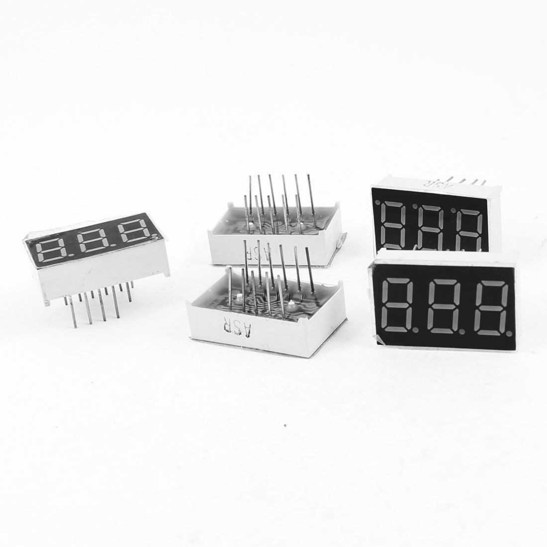 5 Pcs Common Cathode 12-Pin 3 Bit 7 Segment 0.36" Red LED Display Digital Tube