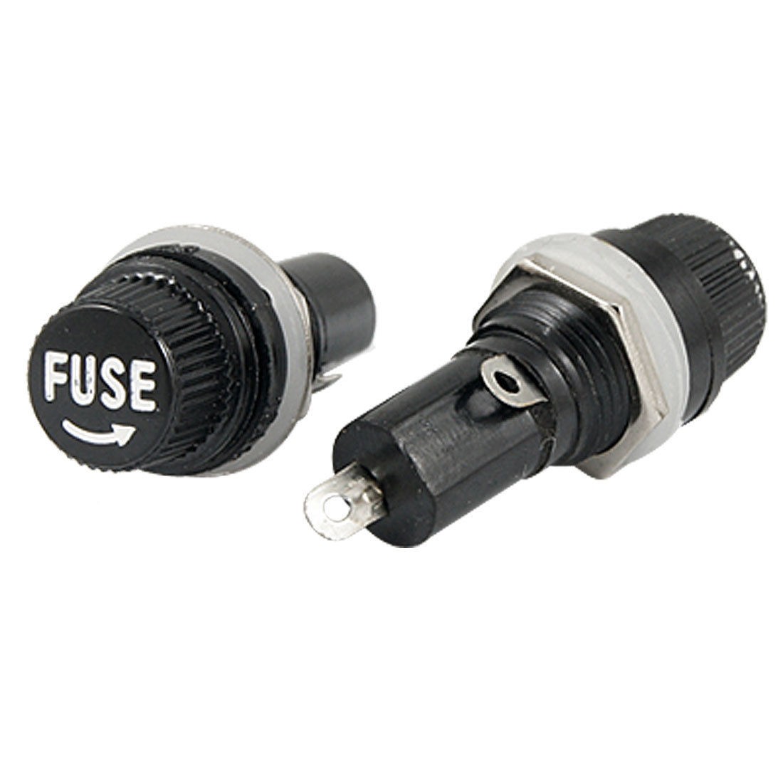 2 Pcs 5 x 20mm Panel Mounting Locking Nut Fuse Holder