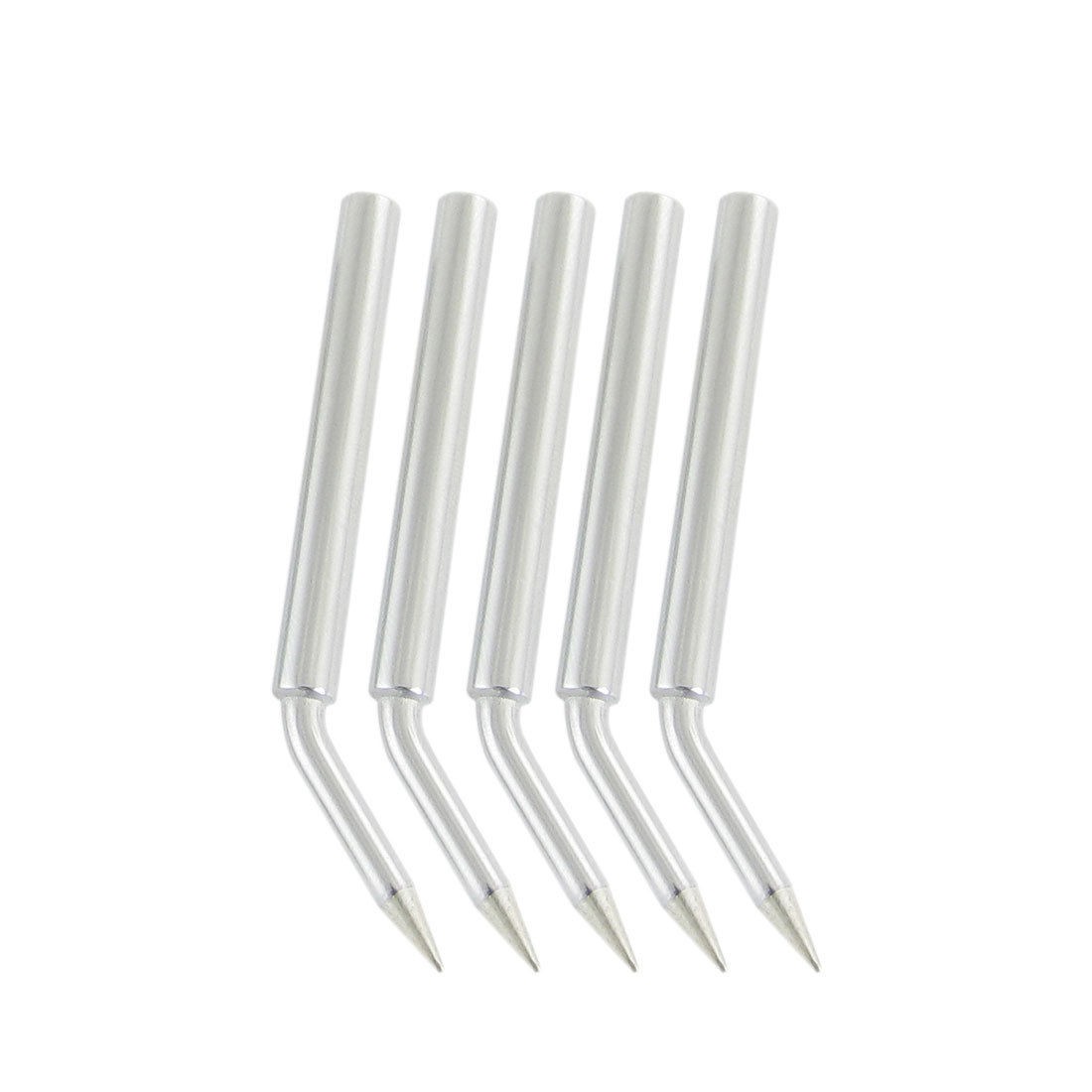 5 x Silver Tone 60W Bent Head Design Replaceable Soldering Iron Tip